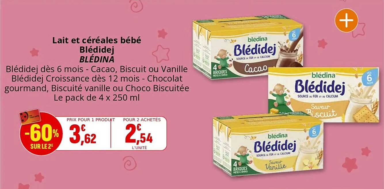Lait et céréales bébé Blédidej BLÉDINA