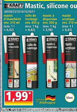 Mastic, silicone ou colle de montage