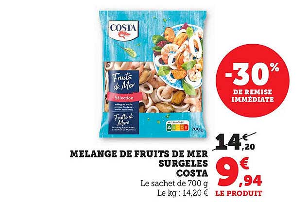 MELANGE DE FRUITS DE MER SURGELES COSTA