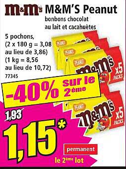 M&M’S Peanut bonbons chocolat au lait et cacahuètes