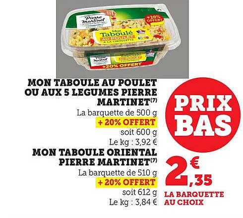 MON TABOULÉ AU POULET OU AUX 5 LÉGUMES PIERRE MARTINET