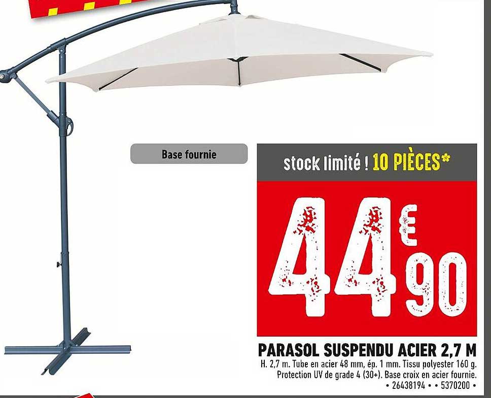 PARASOL SUSPENDU ACIER 2,7 M