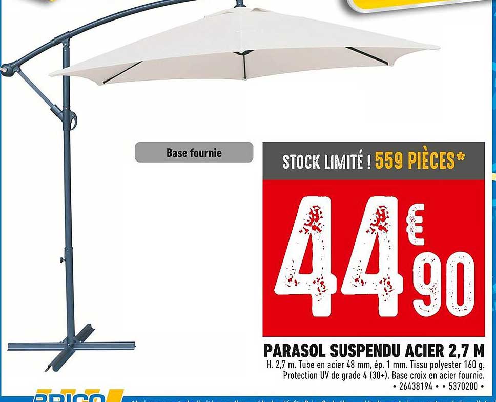 PARASOL SUSPENDU ACIER 2,7 M