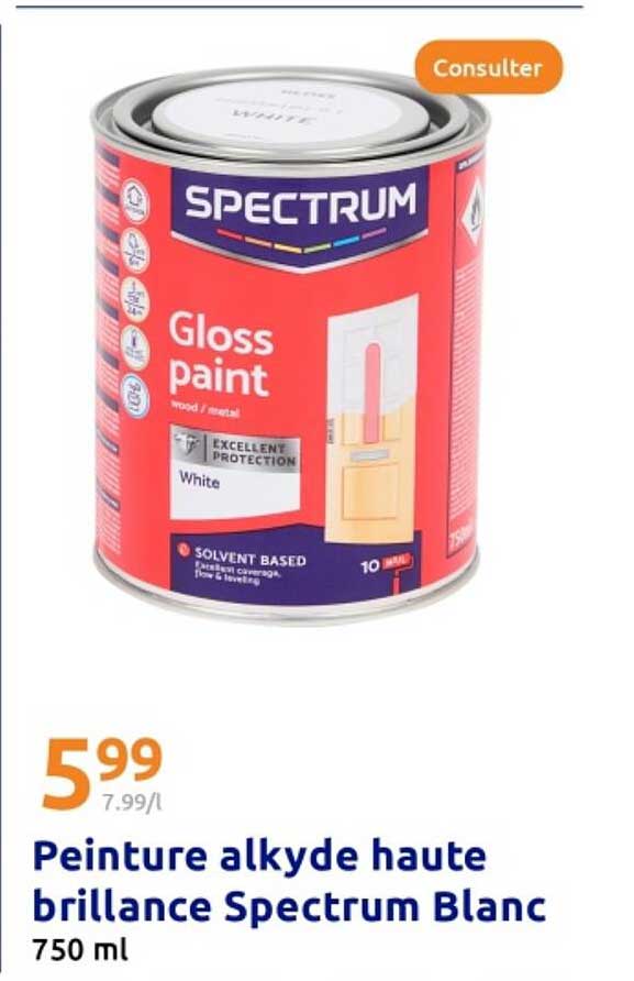Peinture alkydes haute brillance Spectrum Blanc 750 ml