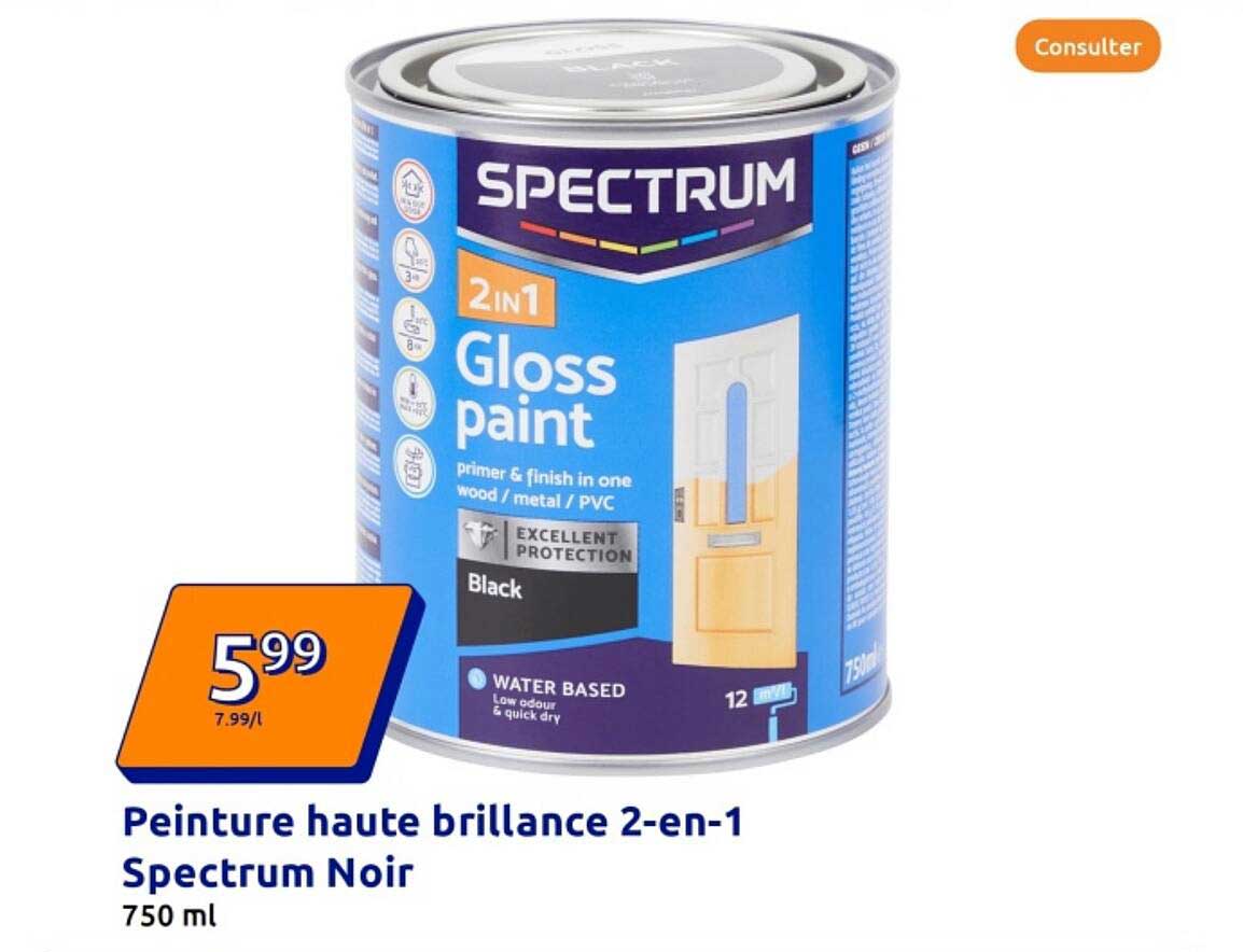 Peinture haute brillance 2-en-1 Spectrum Noir