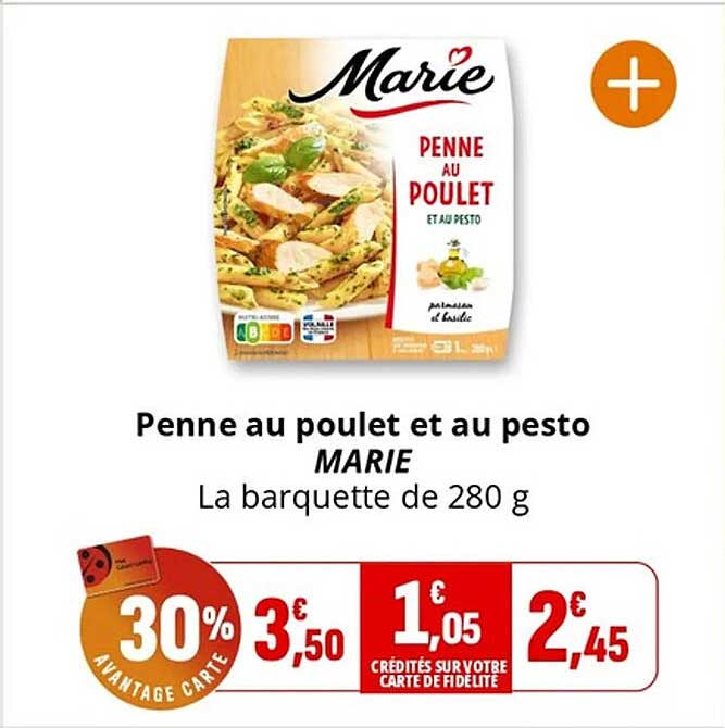 Penne au poulet et au pesto