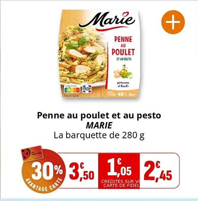 Penne au poulet et au pesto MARIE