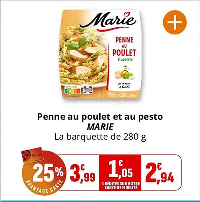 Penne au poulet et au pesto MARIE