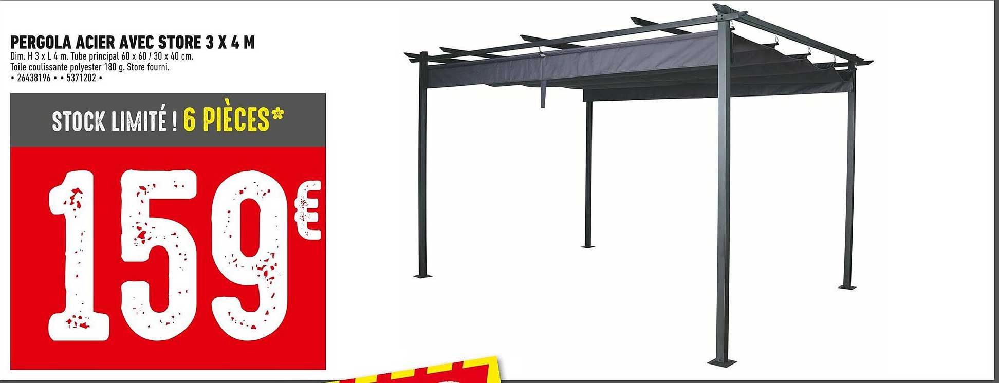 PERGOLA ACIER AVEC STORE 3 X 4 M