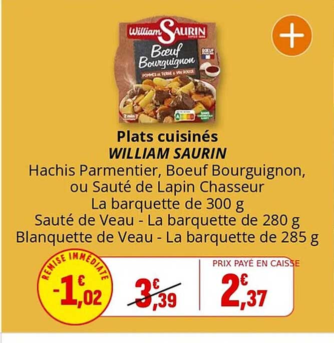 Plats cuisinés WILLIAM SAURIN