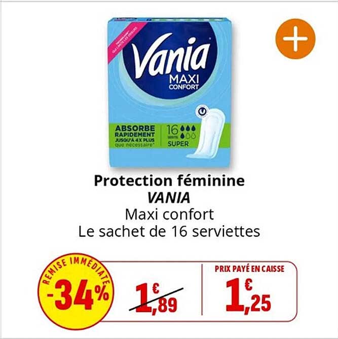 Protection féminine Vania Maxi confort Le sachet de 16 serviettes