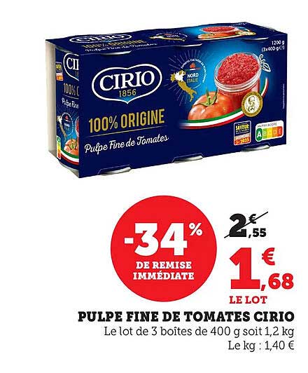 PULPE FINE DE TOMATES CIRIO