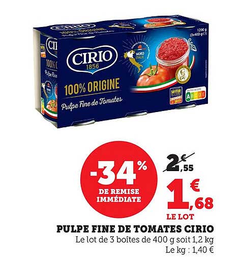PULPE FINE DE TOMATES CIRIO