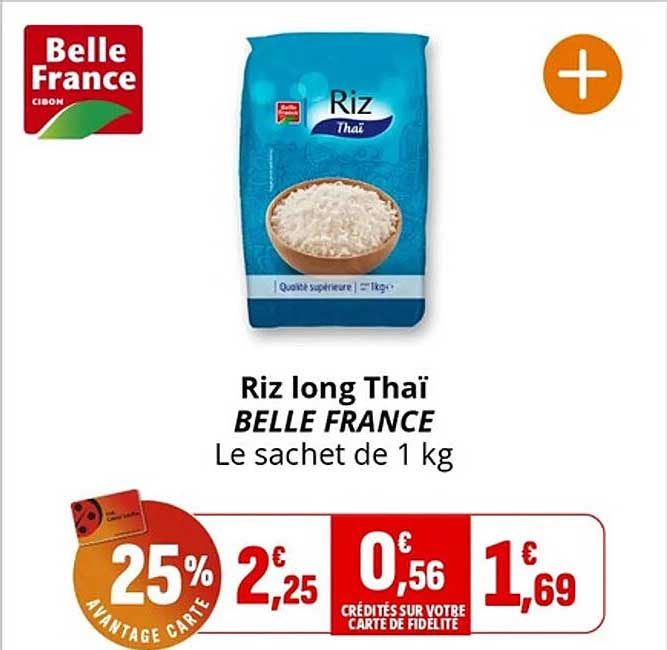 Riz long Thaï BELLE FRANCE Le sachet de 1 kg