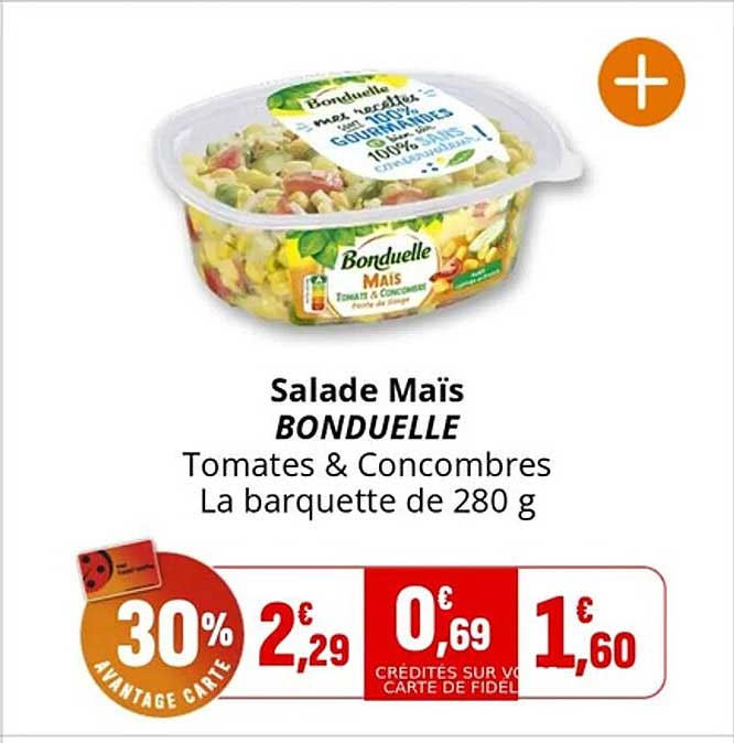 Salade Maïs BONDUELLE Tomates & Concombres La barquette de 280 g