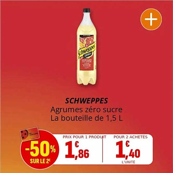 SCHWEPPS Agrumes zéro sucre La bouteille de 1,5 L