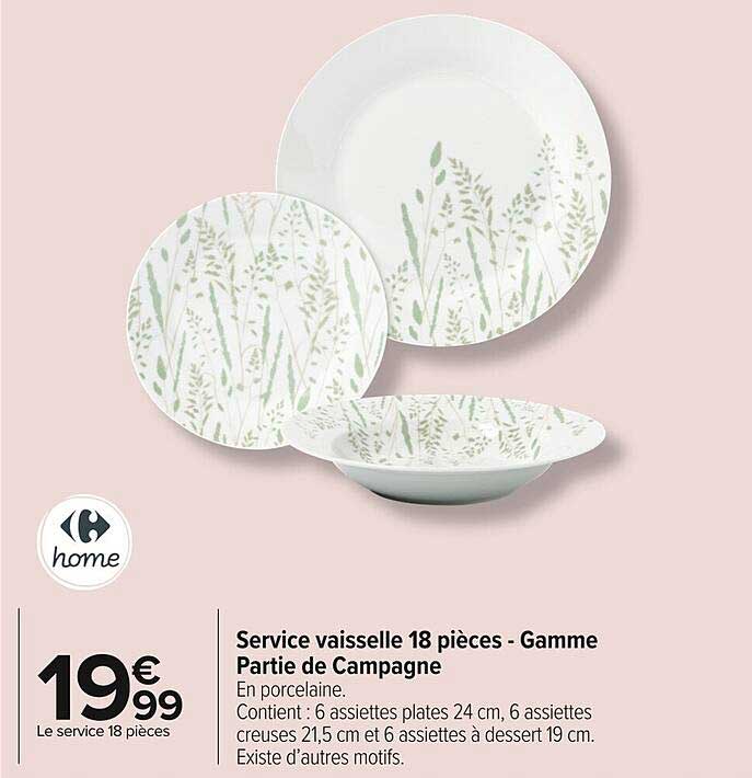 Service vaisselle 18 pièces - Gamme Partie de Campagne