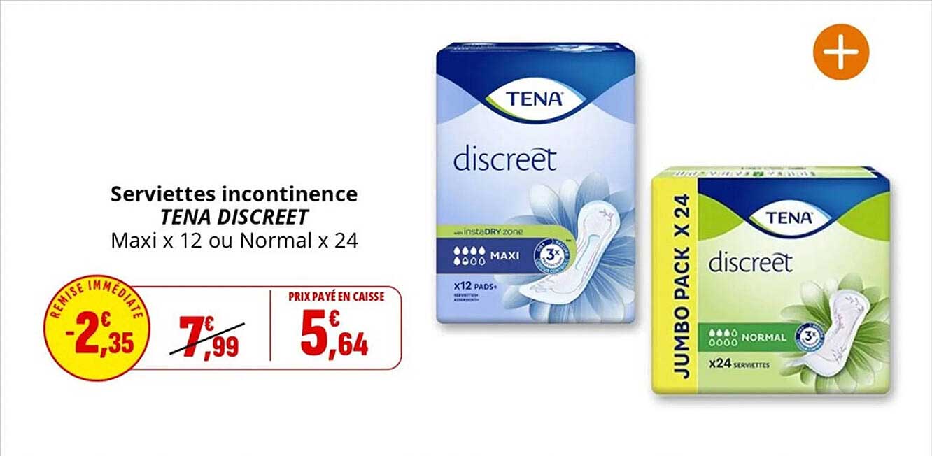 Serviettes incontinence TENA DISCREET