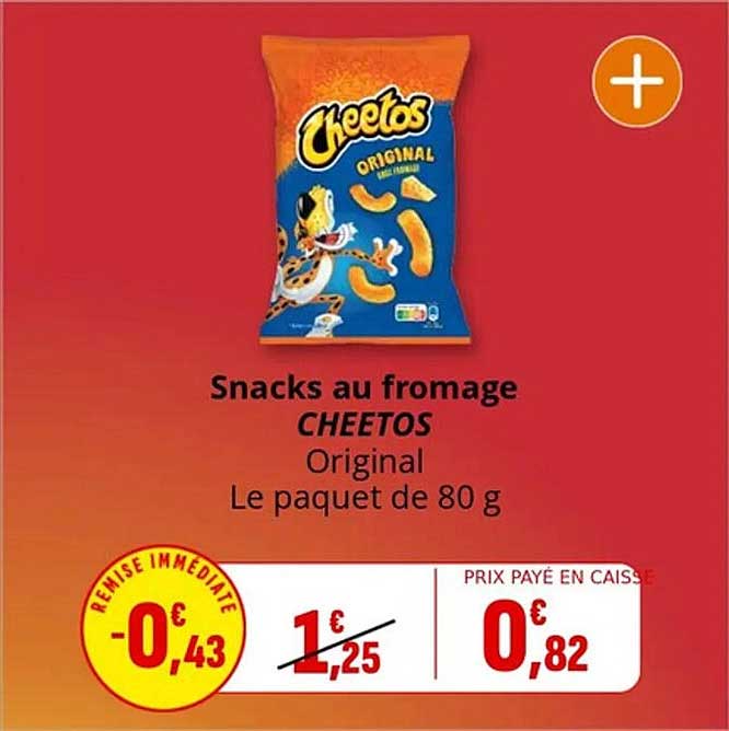 Snacks au fromage CHEETOS Original Le paquet de 80 g