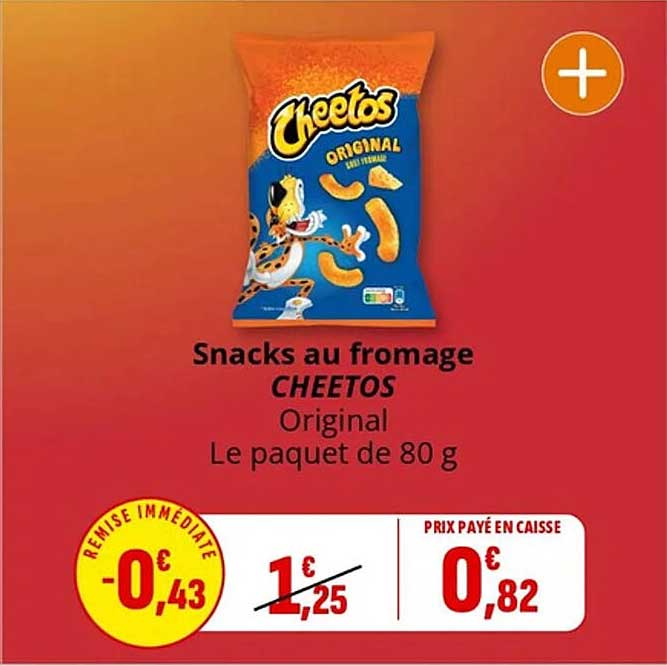 Snacks au fromage CHEETOS Original Le paquet de 80 g