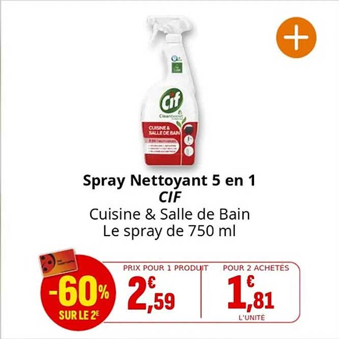 Spray Nettoyant 5 en 1 CIF Cuisine & Salle de Bain