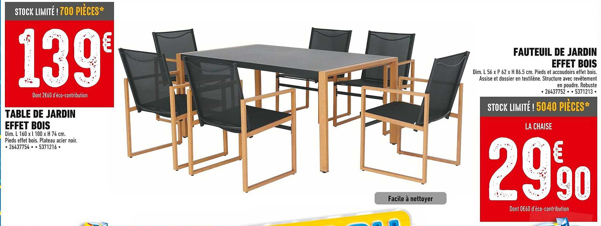 TABLE DE JARDIN EFFET BOIS