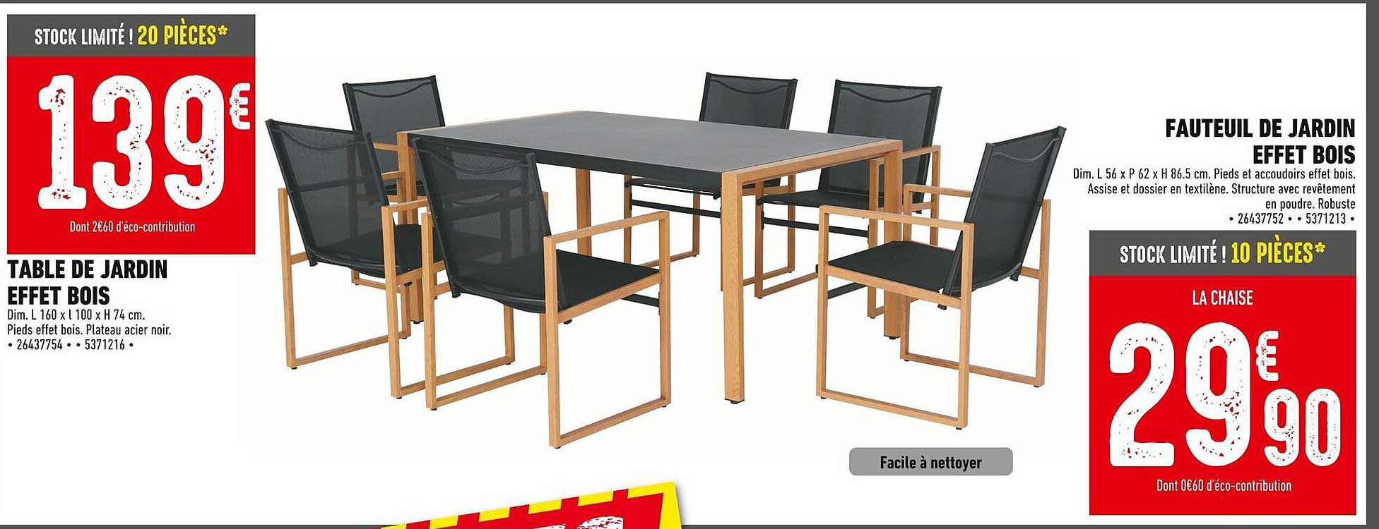 TABLE DE JARDIN EFFET BOIS