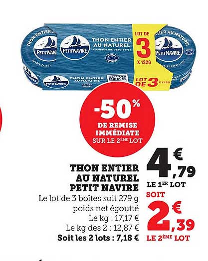 THON ENTIER AU NATUREL PETIT NAVIRE