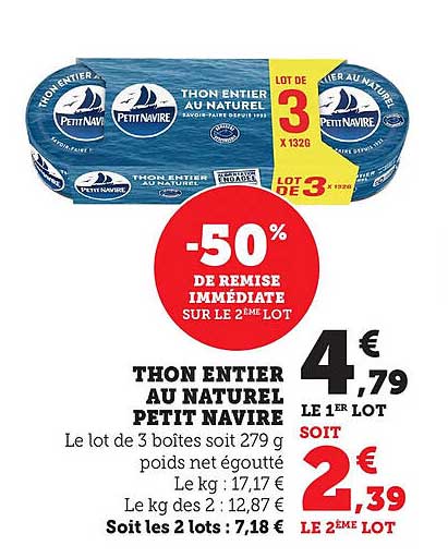THON ENTIER AU NATUREL PETIT NAVIRE