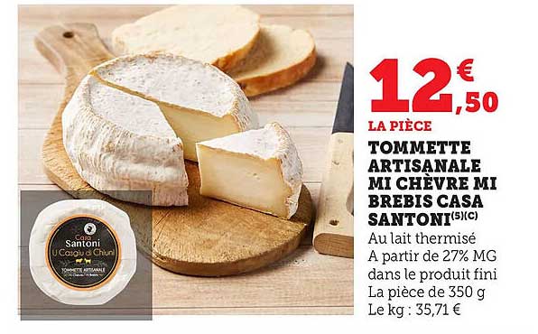 Tommette artisanale mi chèvre mi brebis Casa Santoni