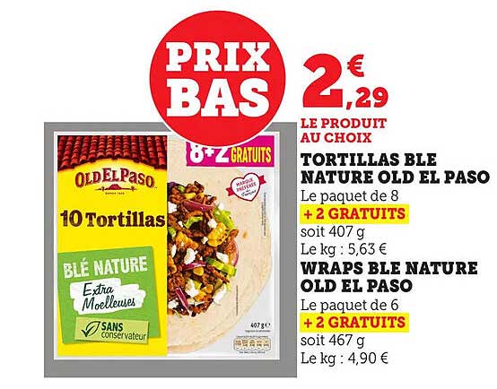 TORTILLAS BLE NATURE OLD EL PASO + 2 GRATUITS