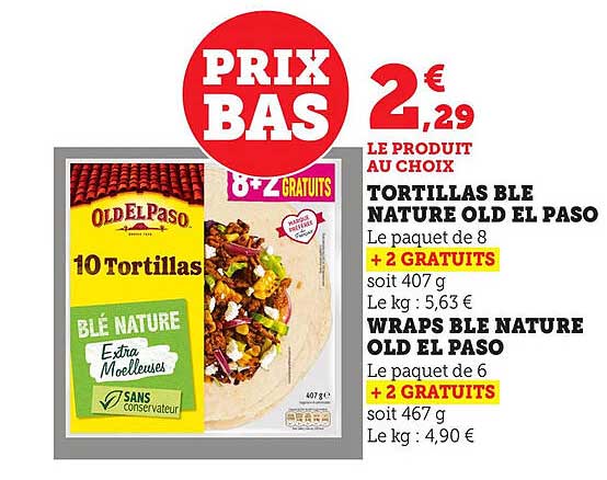 TORTILLAS BLE NATURE OLD EL PASO +2 GRATUITS