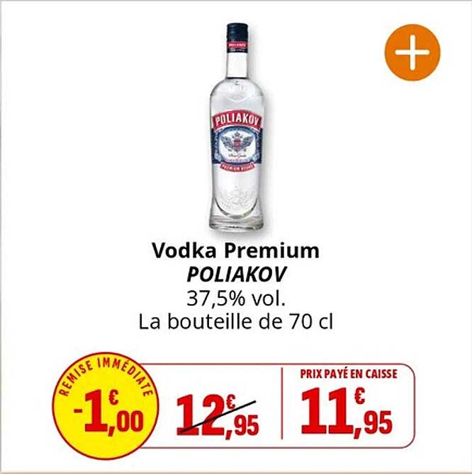 Vodka Premium POLIAKOV 37,5% vol. La bouteille de 70 cl