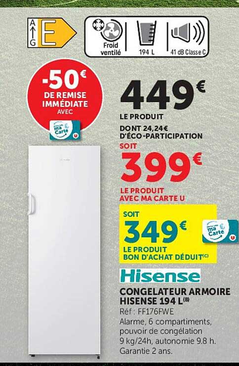 CONGELATEUR ARMOIRE HISENSE 194 L (B)