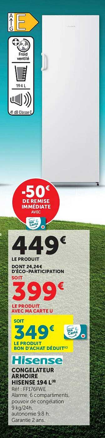 CONGELATEUR ARMOIRE HISENSE 194 L