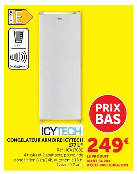 CONGELATEUR ARMOIRE ICYTECH 177 L