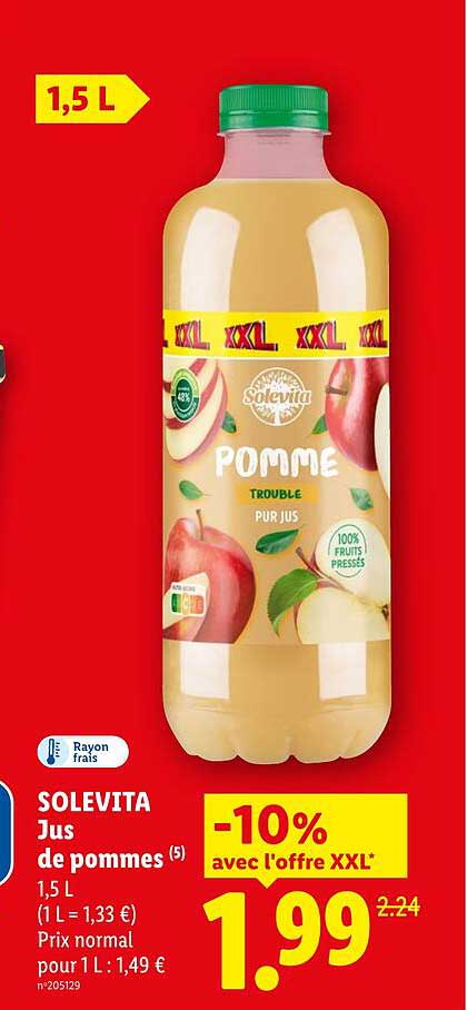 SOLEVITA Jus de pommes 1,5 L