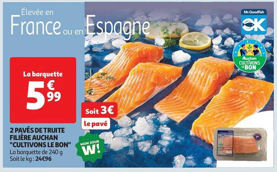 2 PAVÉS DE TRUITE FILIÈRE AUCHAN "CULTIVONS LE BON"