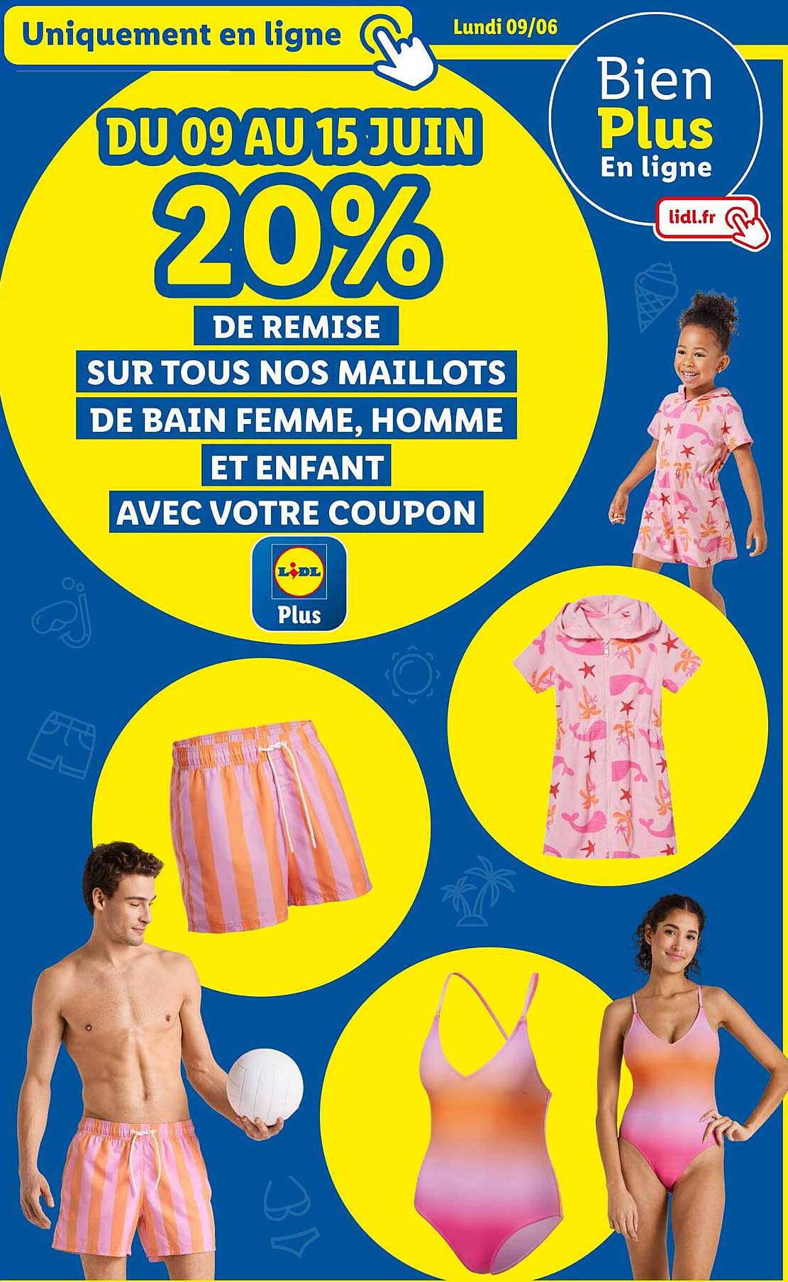 20% DE REMISE SUR TOUS NOS MAILLOTS DE BAIN FEMME, HOMME ET ENFANT