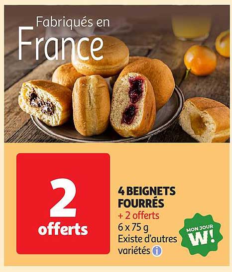 4 Beignets Fourrés + 2 Offerts