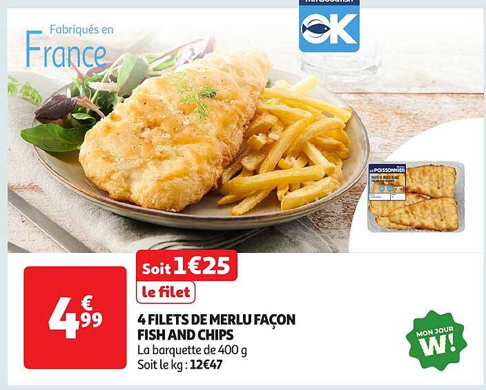 4 FILETS DE MERLU FAÇON FISH AND CHIPS