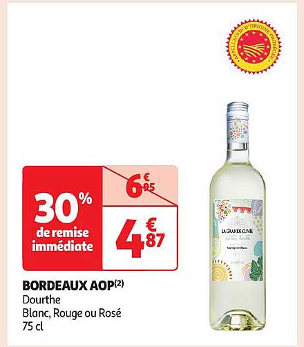 BORDEAUX AOP(2) Dourthe Blanc, Rouge ou Rosé 75 cl