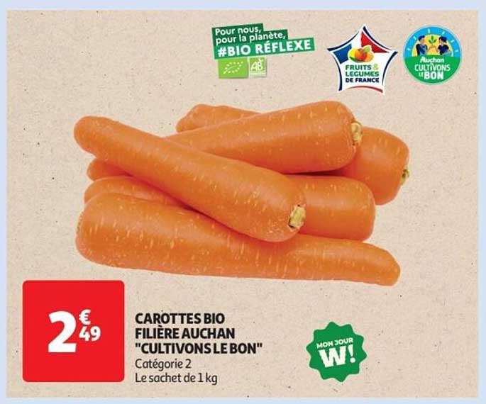 CAROTTES BIO FILIÈRE AUCHAN "CULTIVONS LE BON"