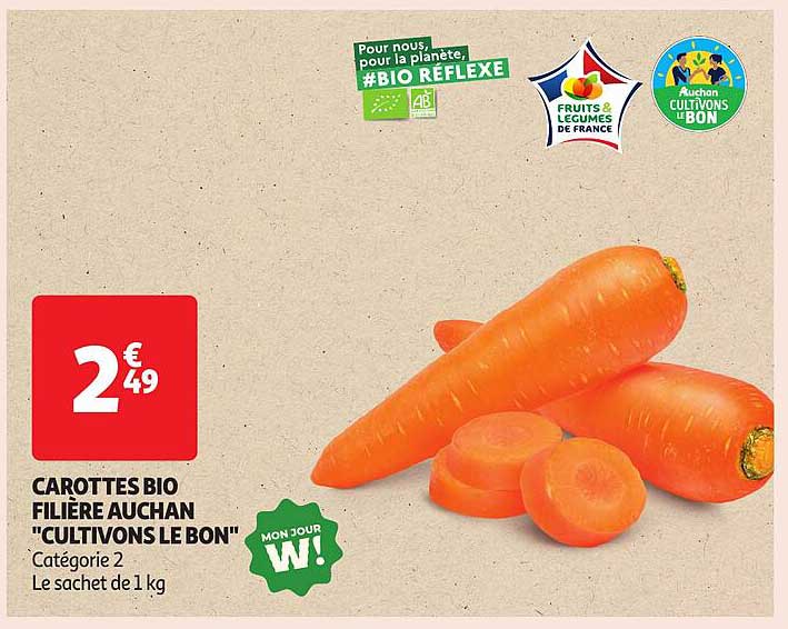 CAROTTES BIO FILIÈRE AUCHAN "CULTIVONS LE BON"