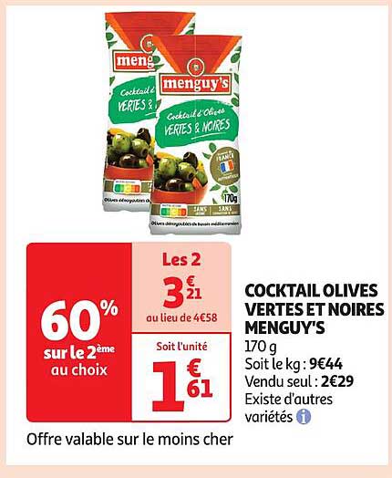 COCKTAIL OLIVES VERTES ET NOIRES MENGUY'S
