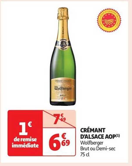 CRÉMANT D'ALSACE AOP Wolfberger Brut ou Demi-sec 75 cl