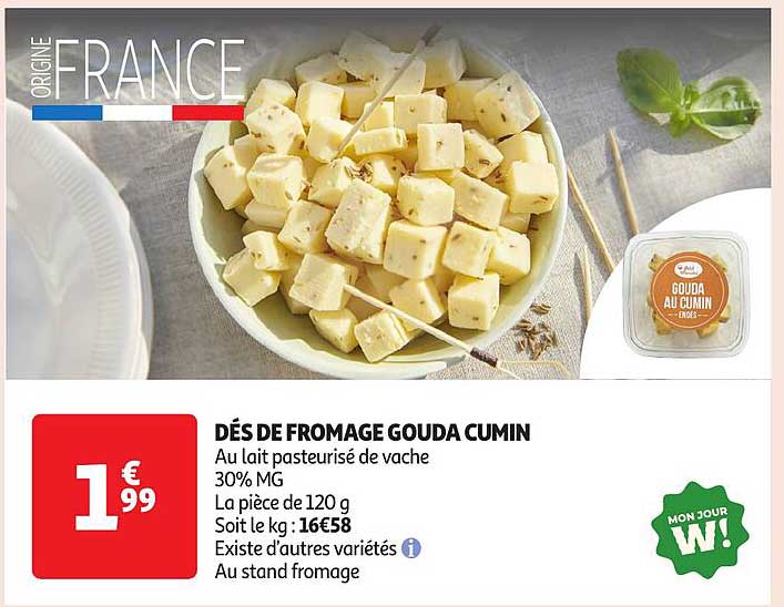 DÉS DE FROMAGE GOUDA CUMIN
