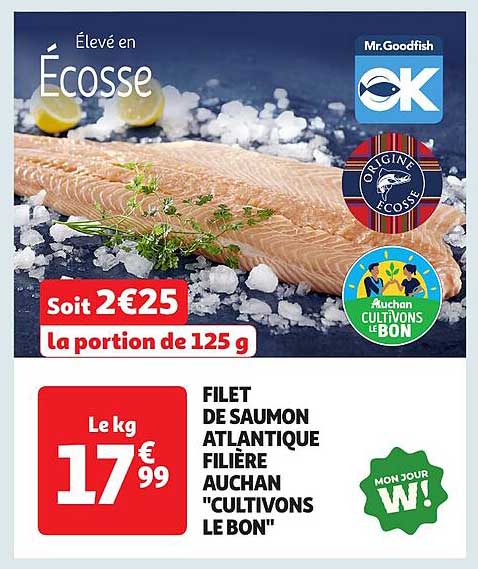 Filet de saumon atlantique filière Auchan "Cultivons le Bon"