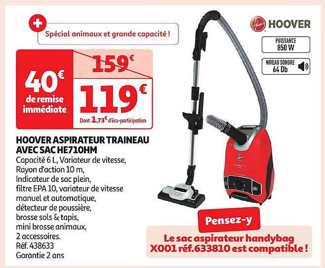 HOOVER ASPIRATEUR TRAINEAU AVEC SAC HE710HM