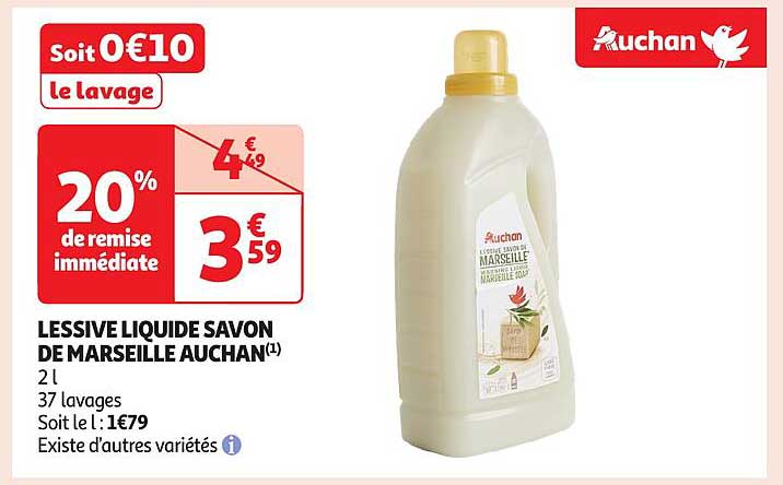LESSIVE LIQUIDE SAVON DE MARSEILLE AUCHAN